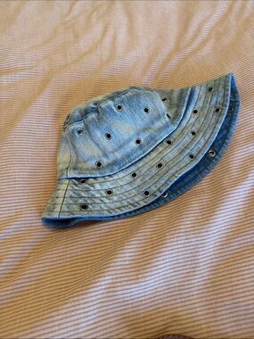 Light Blue Denim Bucket Hat with Vent Eyelets